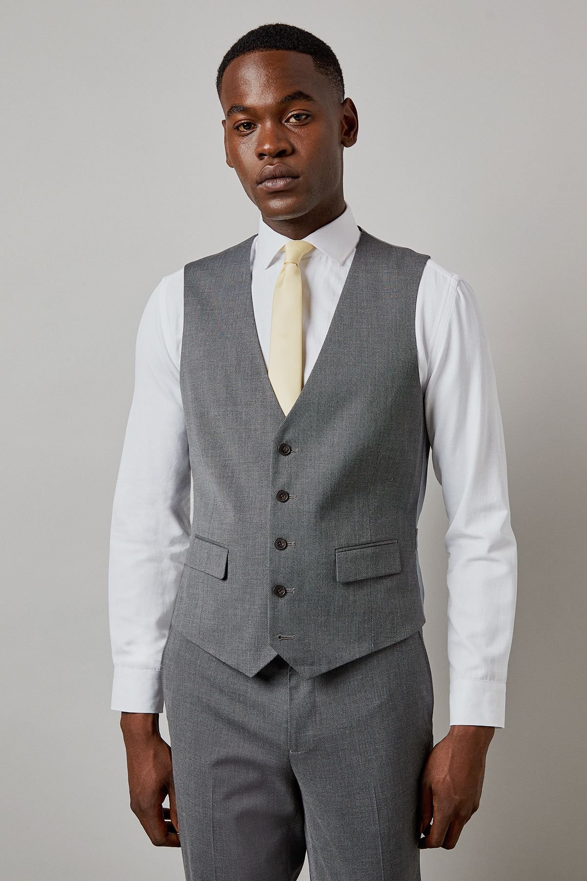 Burton Burton Men's Mid Grey Twill Waistcoat - 2