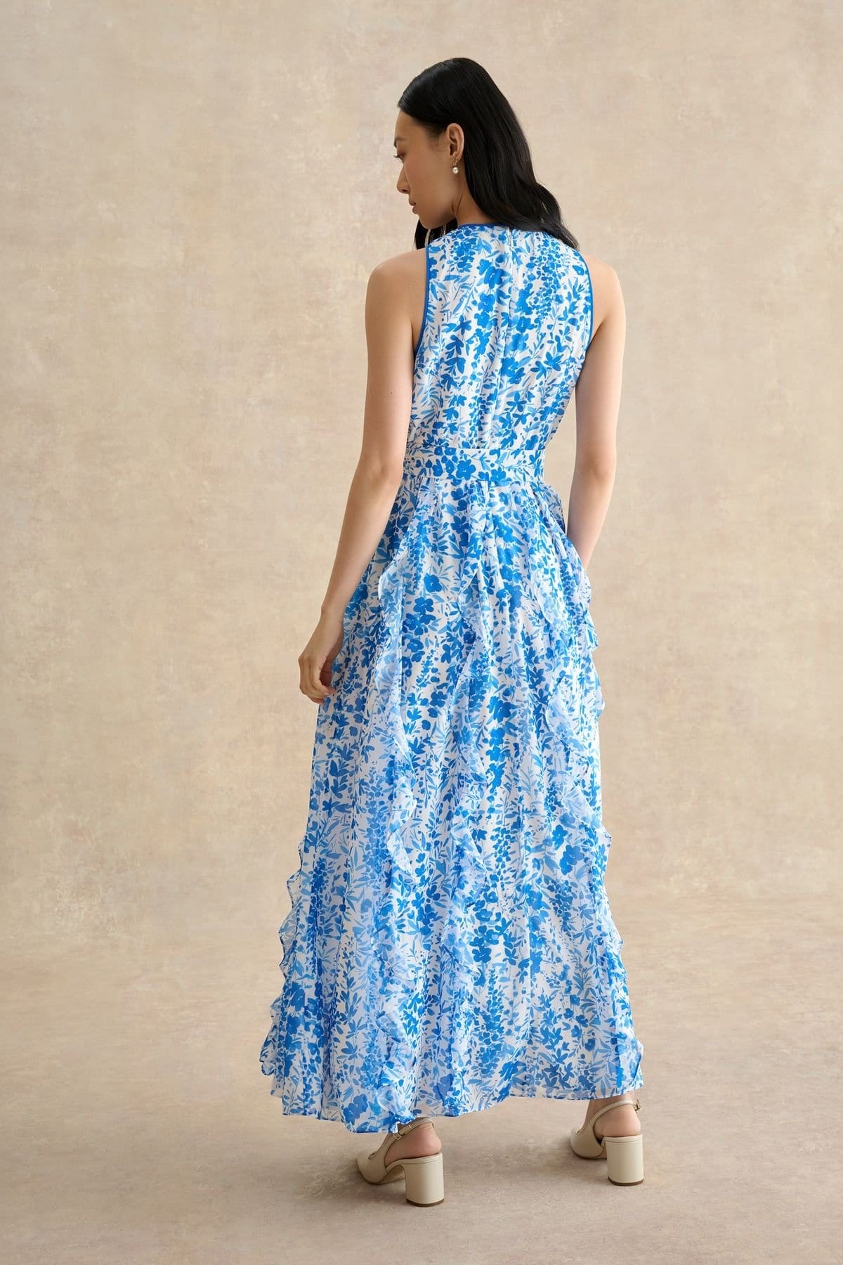 Hobbs London Hobbs London Women's Taryn Floral Ruffle Maxi Dress in Cool White - 4