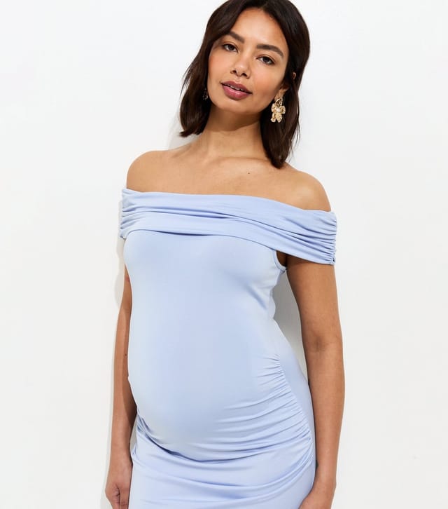 New Look Women's Maternity Light Blue Off Shoulder Midi Dress New Look - 2