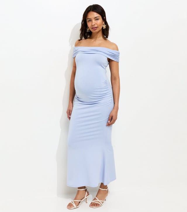 New Look Women's Maternity Light Blue Off Shoulder Midi Dress New Look - 3