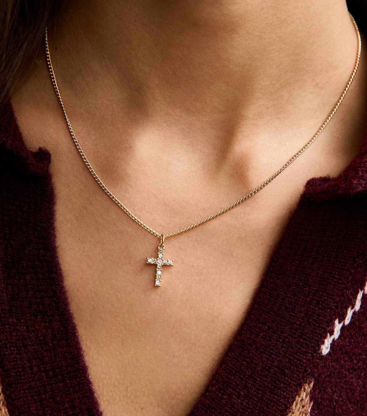 New Look Gold Tone Cross Pendant Necklace New Look