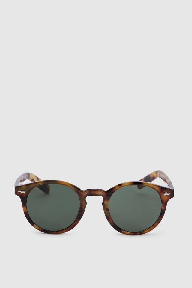 Burton Burton Men's Light Tortoiseshell Round Sunglasses in Brown - 3