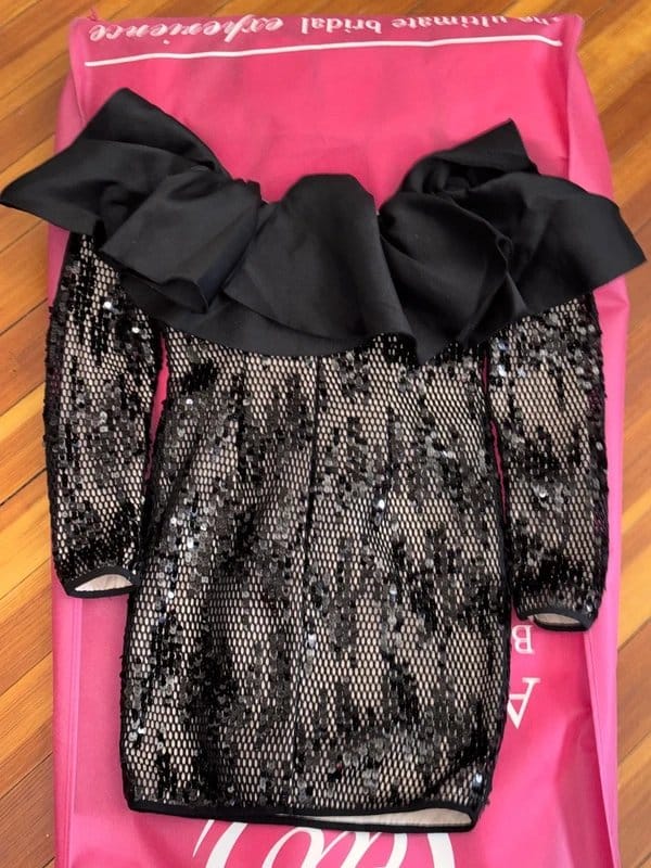 ASOS Black Sequin Lace Dramatic Ruffle Mini Dress
