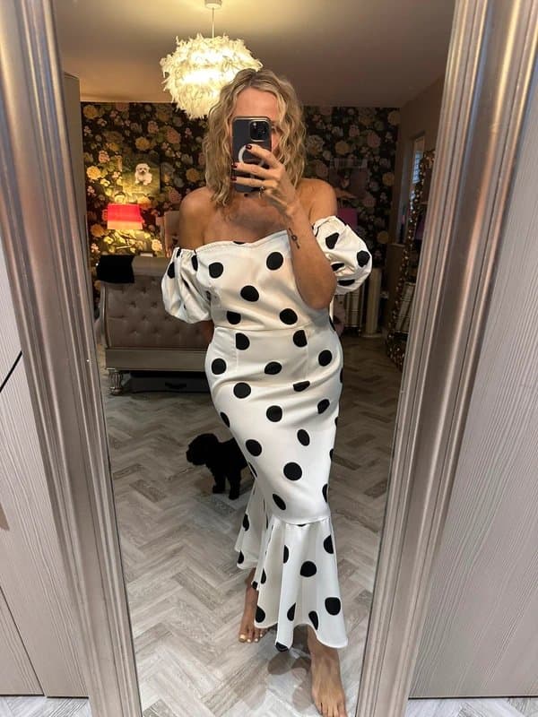 Never Fully Dressed Gorgeous Never Fully Dressed off the shoulder dress with balloon sleeves size 14