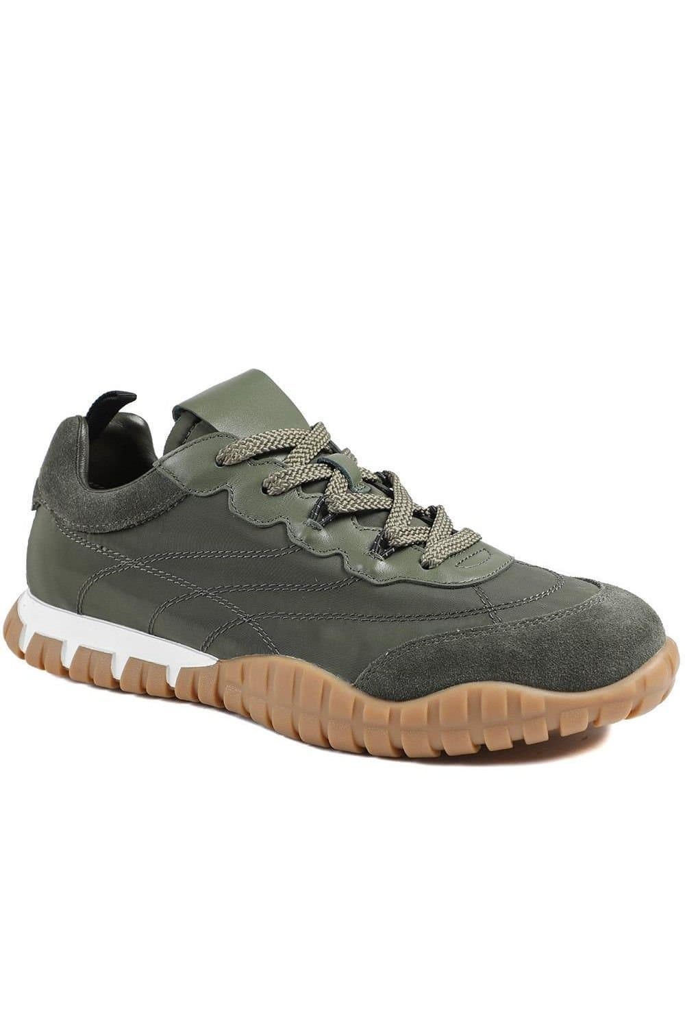 Jones Bootmaker Jones Bootmaker Women's Amaris Leather Trainers in Khaki