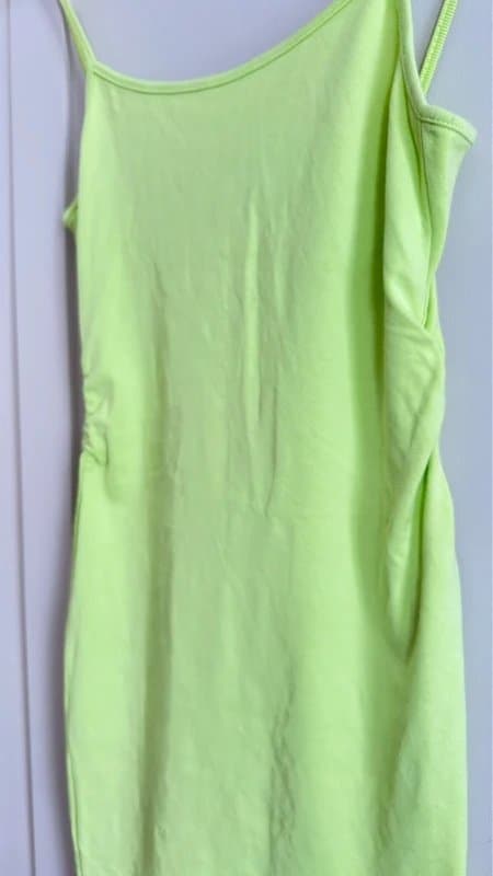 Bershka Bershka lime green mini dress with straps – size M (stretchy bodycon)