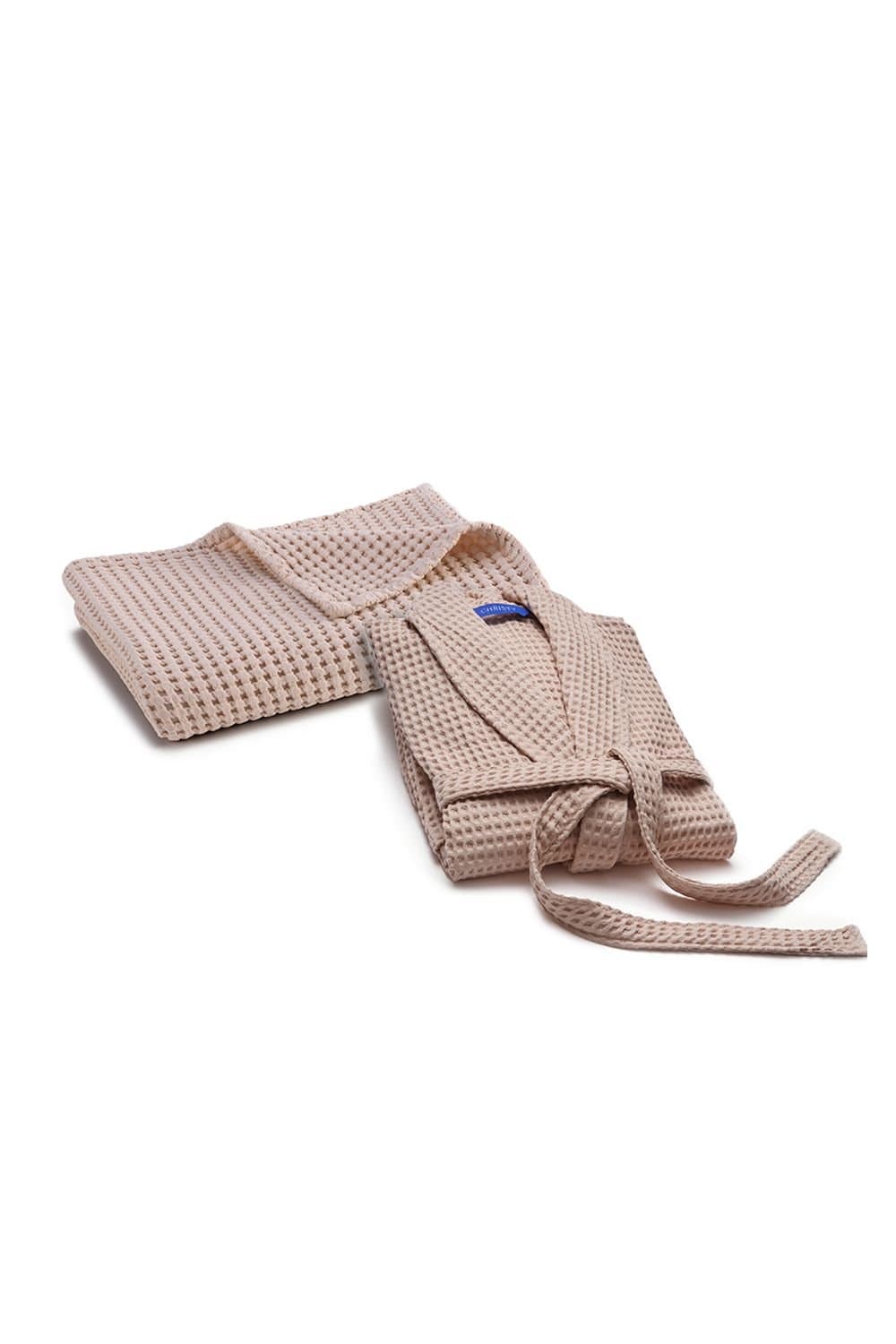 Christy Christy Pink Waffle Kimono Style Robe & Bath Sheet Gift Set