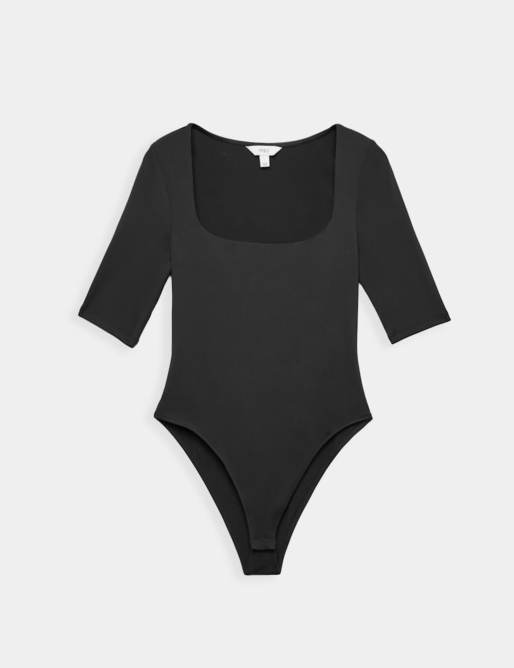 Marks & Spencer M&S Square Neck Half Sleeve Fitted Bodysuit Black