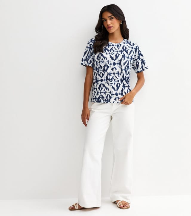 New Look Women's Navy Abstract Pattern Short T-Shirt New Look - 3