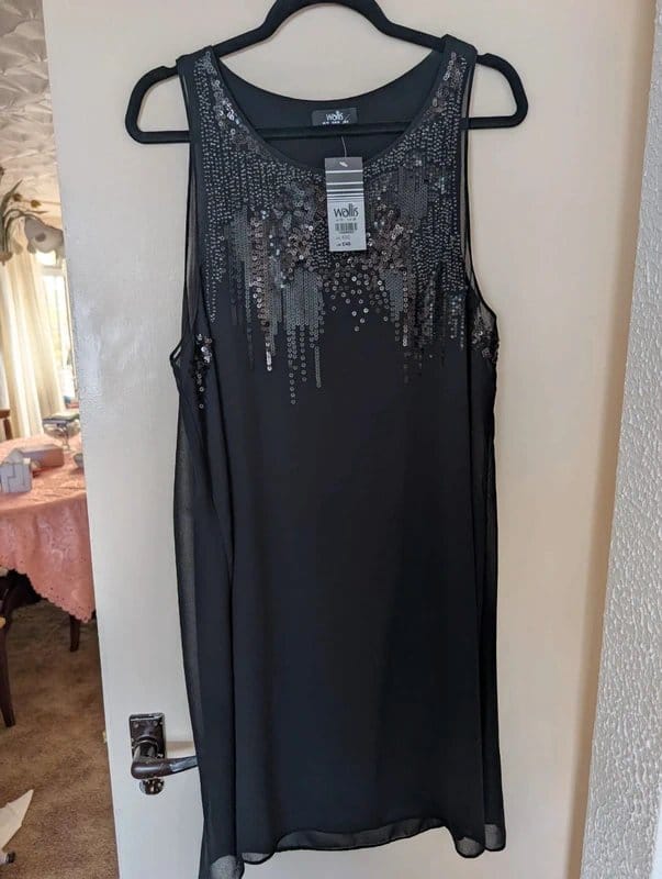 Wallis Sequined Stylish Black Dress