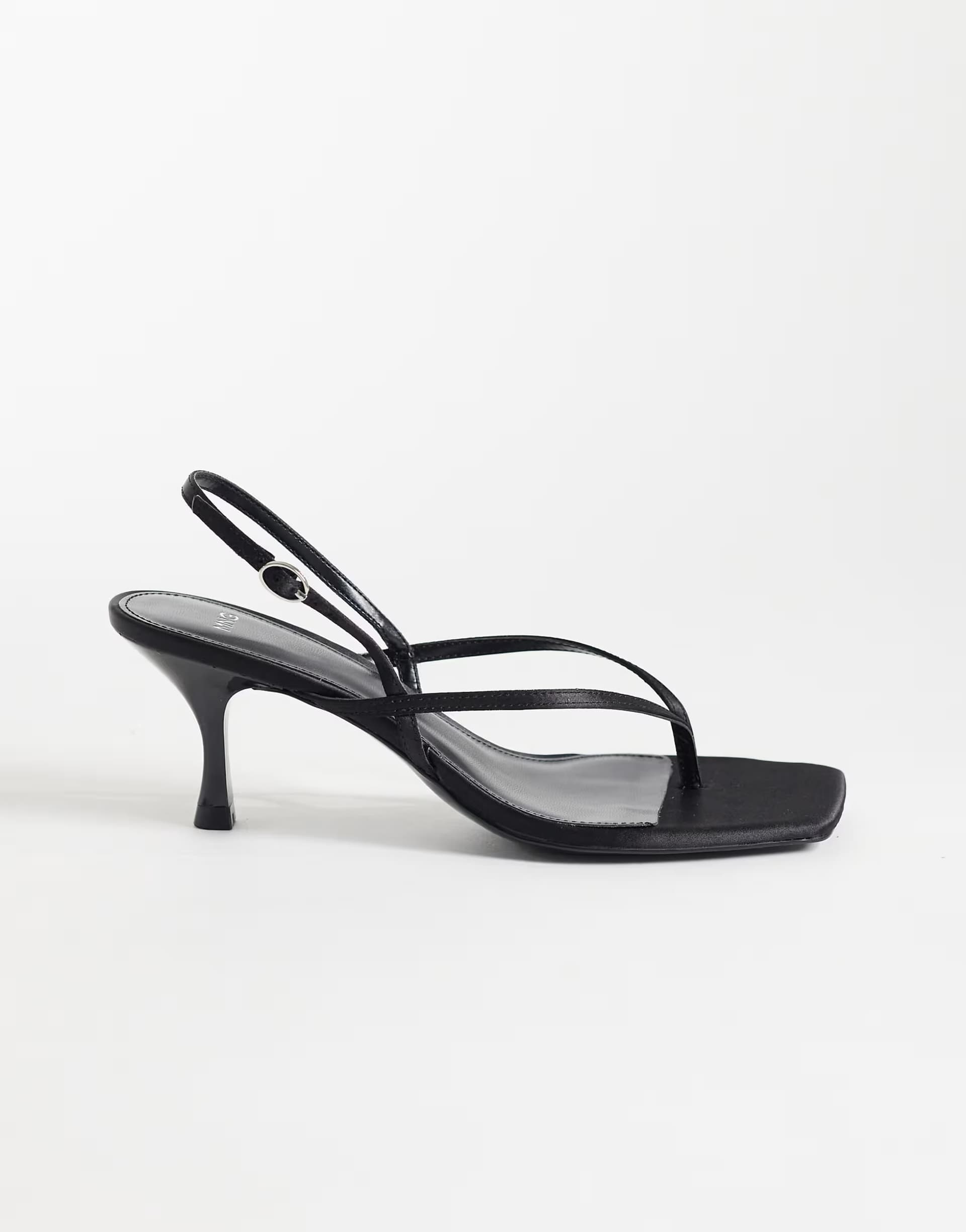 ASOS Mango strappy toe post heeled sandal in black