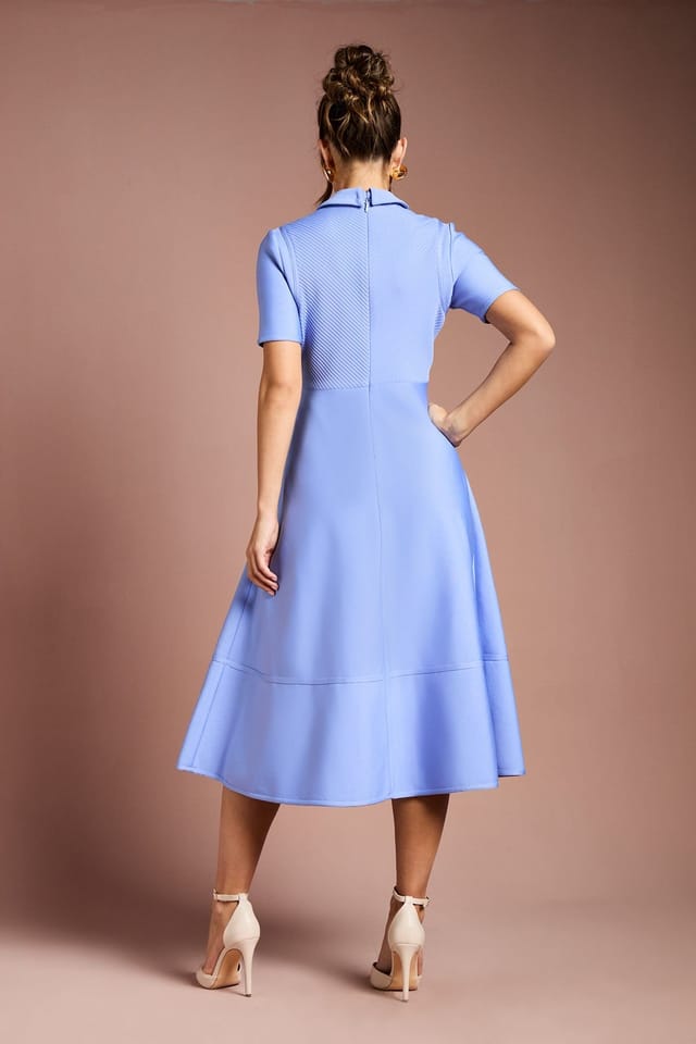 Coast Coast Women's Bandage Knit Short Sleeve Shirt Midi Dress in Blue - 3