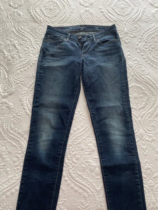 Levi Strauss & Co. levi strauss & co. skinny dark blue washed bleached look jeans midi-rise