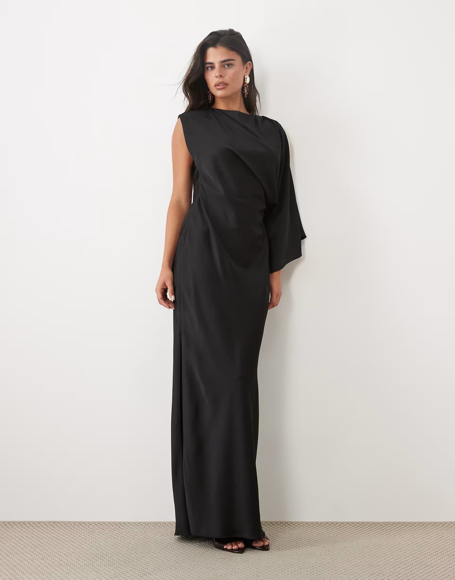 ASOS ASOS DESIGN one shoulder maxi with open back in black