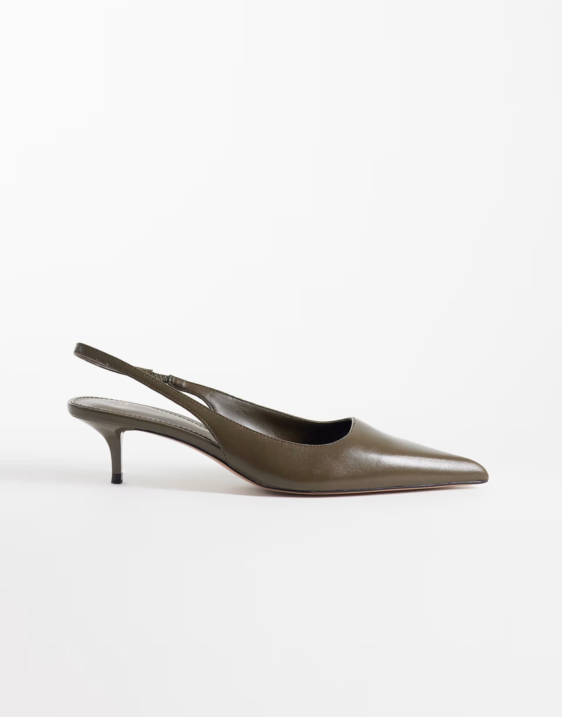 ASOS ASOS Khaki Leather Heeled Slingback