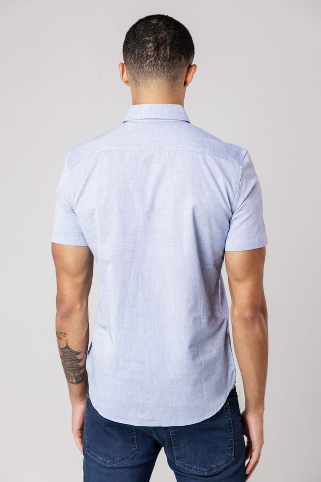 French Connection French Connection Men's Cotton Short Sleeve Oxford Shirt in Navy - 2