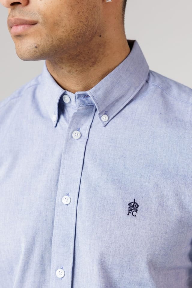 French Connection French Connection Men's Cotton Short Sleeve Oxford Shirt in Navy - 3
