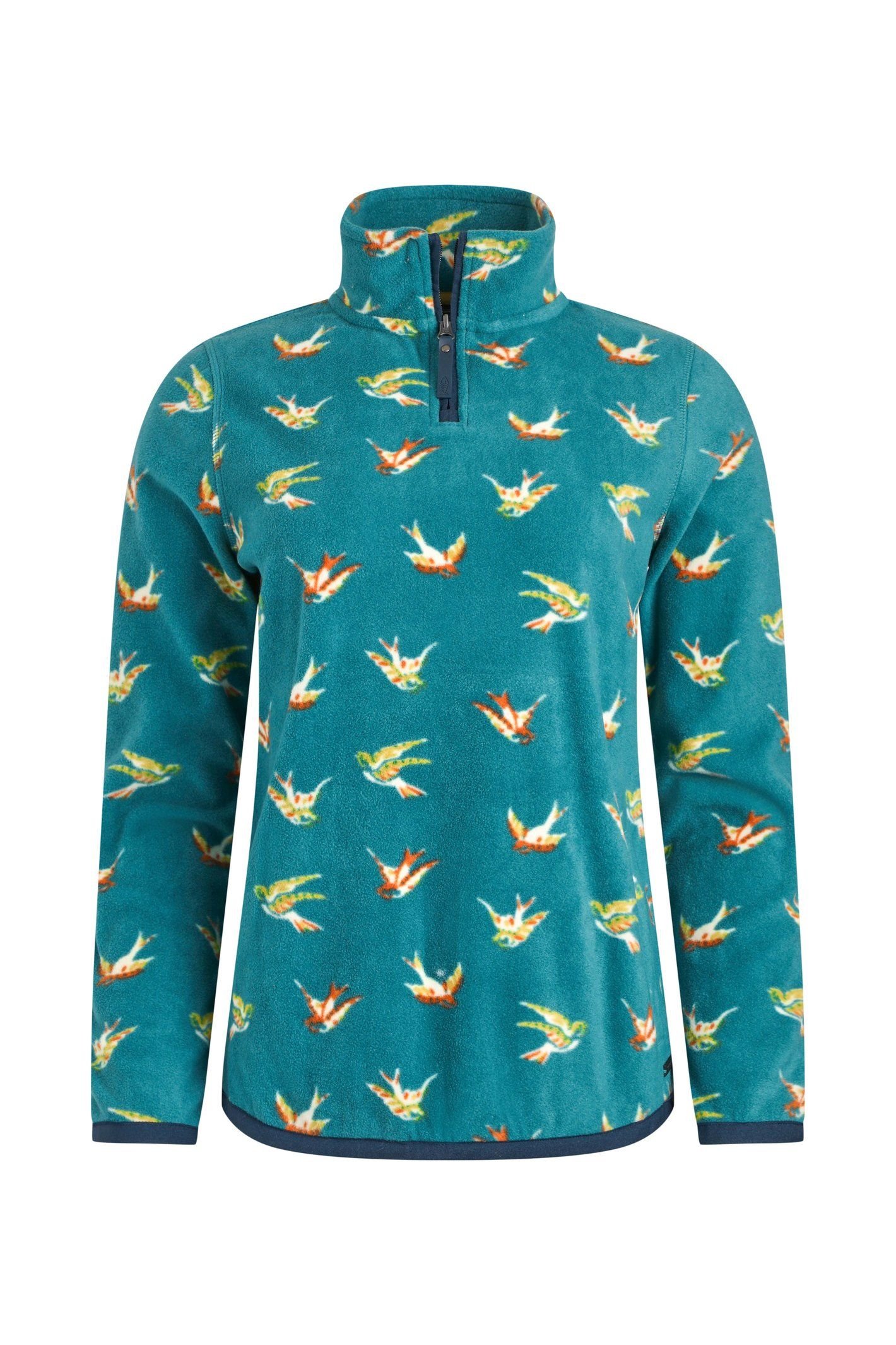 Weird Fish Weird Fish Women's Reena 1/4 Zip Printed Microfleece in Turquoise - 2
