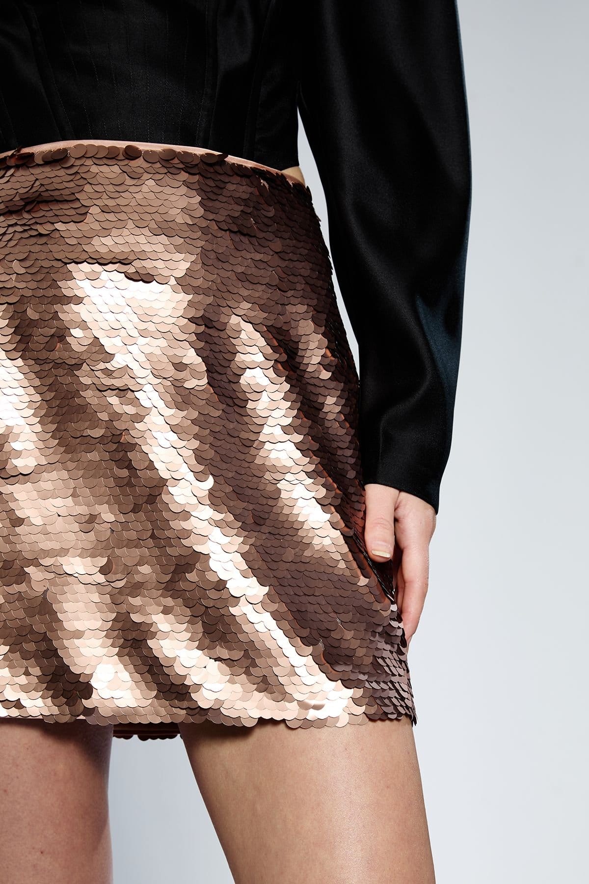 RUNWAY 1.8.1.8 RUNWAY 1.8.1.8 Women's Sequin Mini Skirt in Bronze - 4