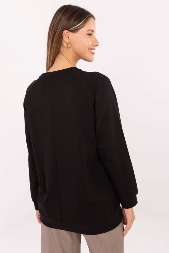 Love Lace Love Lace Women's Cotton Elastane Sweatshirt with Front Embroidery in Black - 3