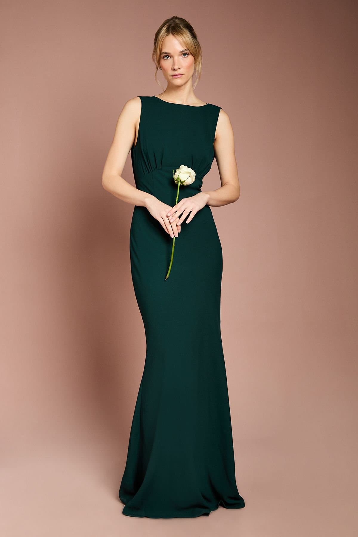 Coast Coast Women's Honoured Sleeveless Cowl Back Maxi Bridesmaid Dress in Emerald