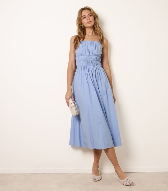 Blue Vanilla Women's Blue Ruched Bust Strappy Midi Dress Blue Vanilla New Look - 2