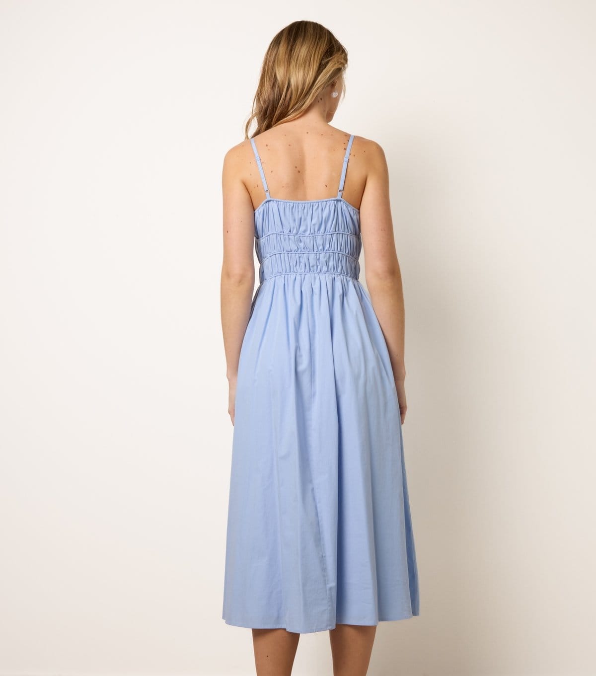 Blue Vanilla Women's Blue Ruched Bust Strappy Midi Dress Blue Vanilla New Look - 4