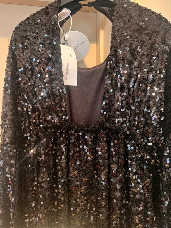 Boohoo Black Sequin Maxi Dress