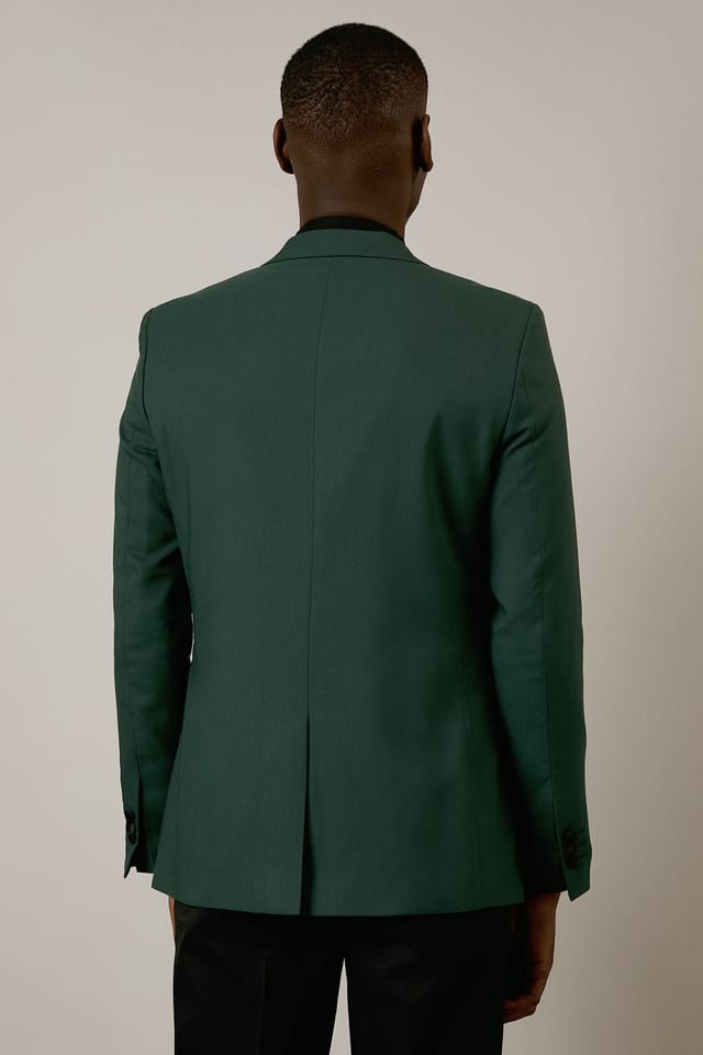 Burton Burton Men's Dark Green Tailored Fit peak Collar Tuxedo Jacket - 3