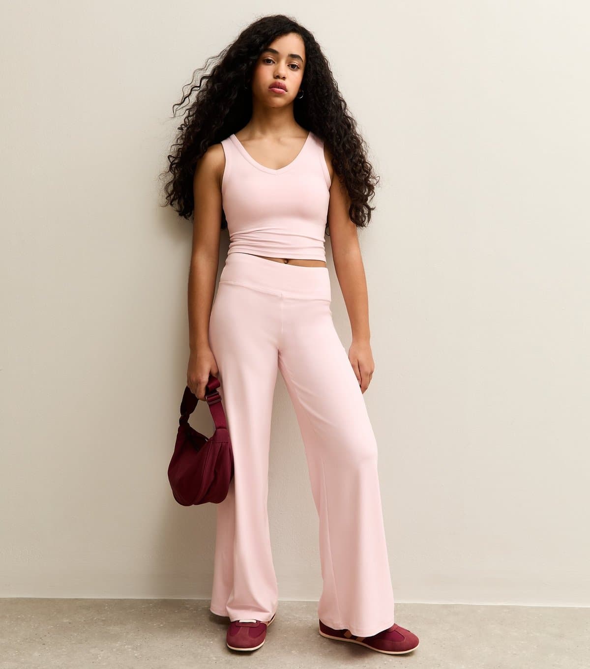 New Look New Look Pink Stretchy Wide Leg Leggings