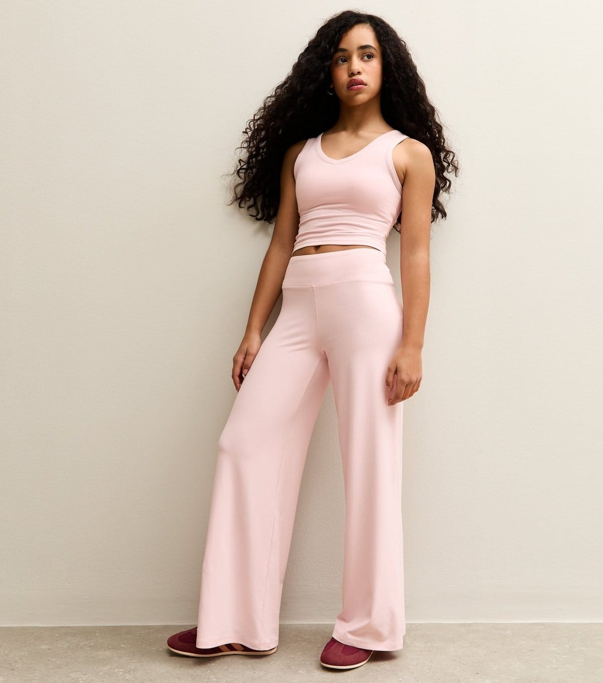 New Look Girls' Light Pink Stretchy Wide Leg Leggings New Look - 4