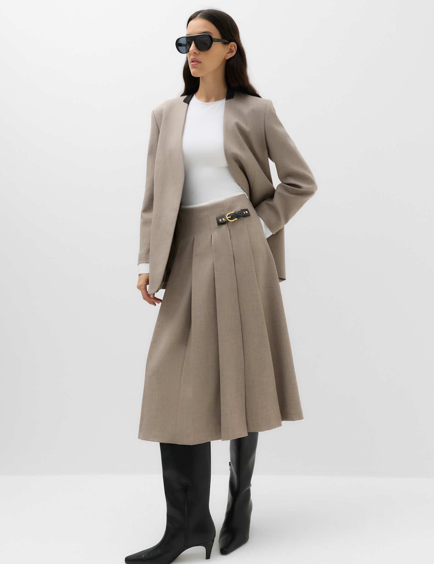 Marks & Spencer M&S Pleated Midi Wrap Kilt Grey