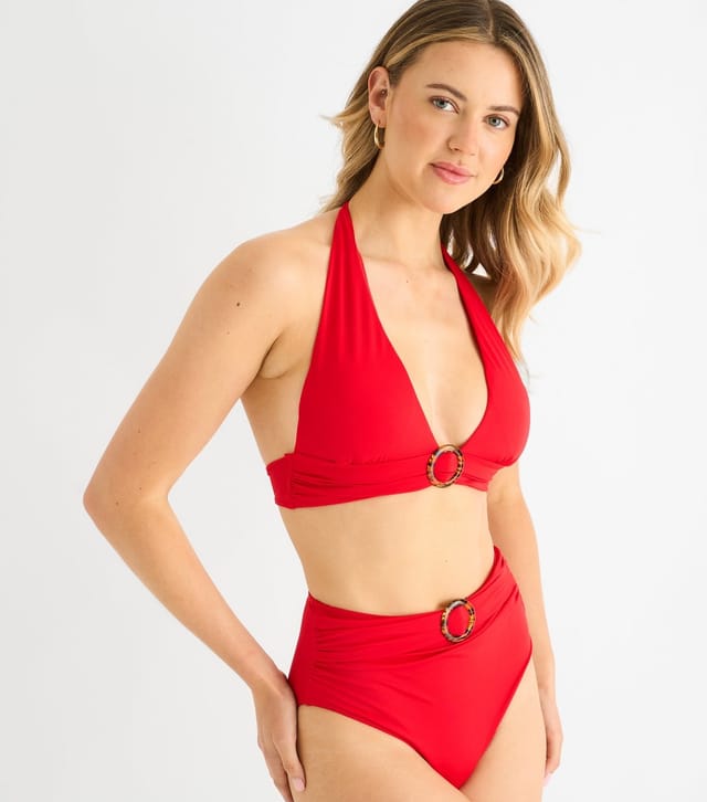 Gini London Women's Red Ring Detail Bikini Bottoms Gini London New Look - 3