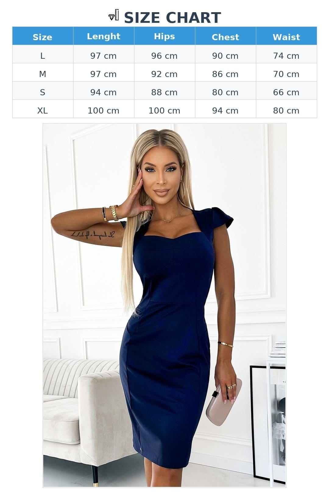 Love Lace Love Lace Women's Elegant Short Sleeve Daydress with Round Neck in Navy - 4