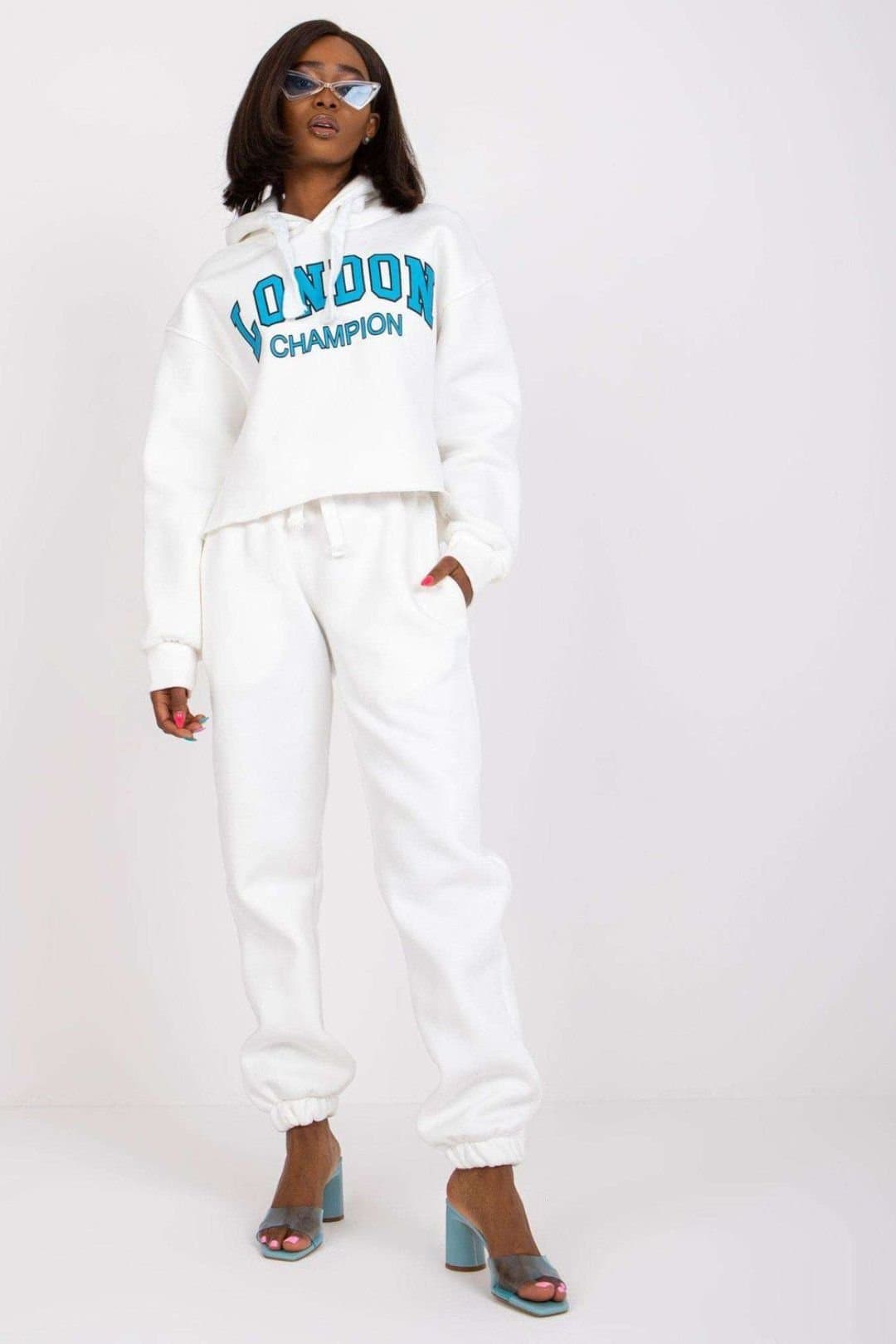 Love Lace Love Lace Women's Cotton Casual Hoodie & Jogger Set in White