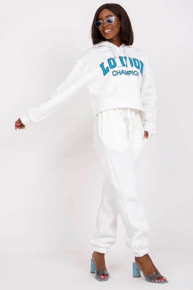 Love Lace Love Lace Women's Cotton Casual Hoodie & Jogger Set in White - 2