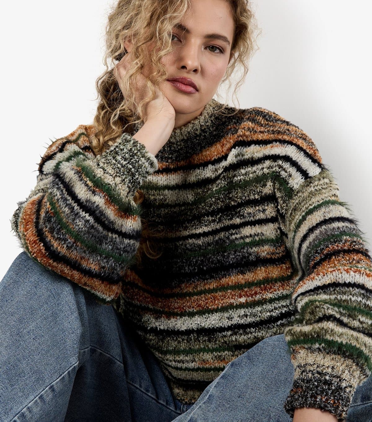 Apricot Women's Green Space Dye Knitted Jumper Apricot New Look