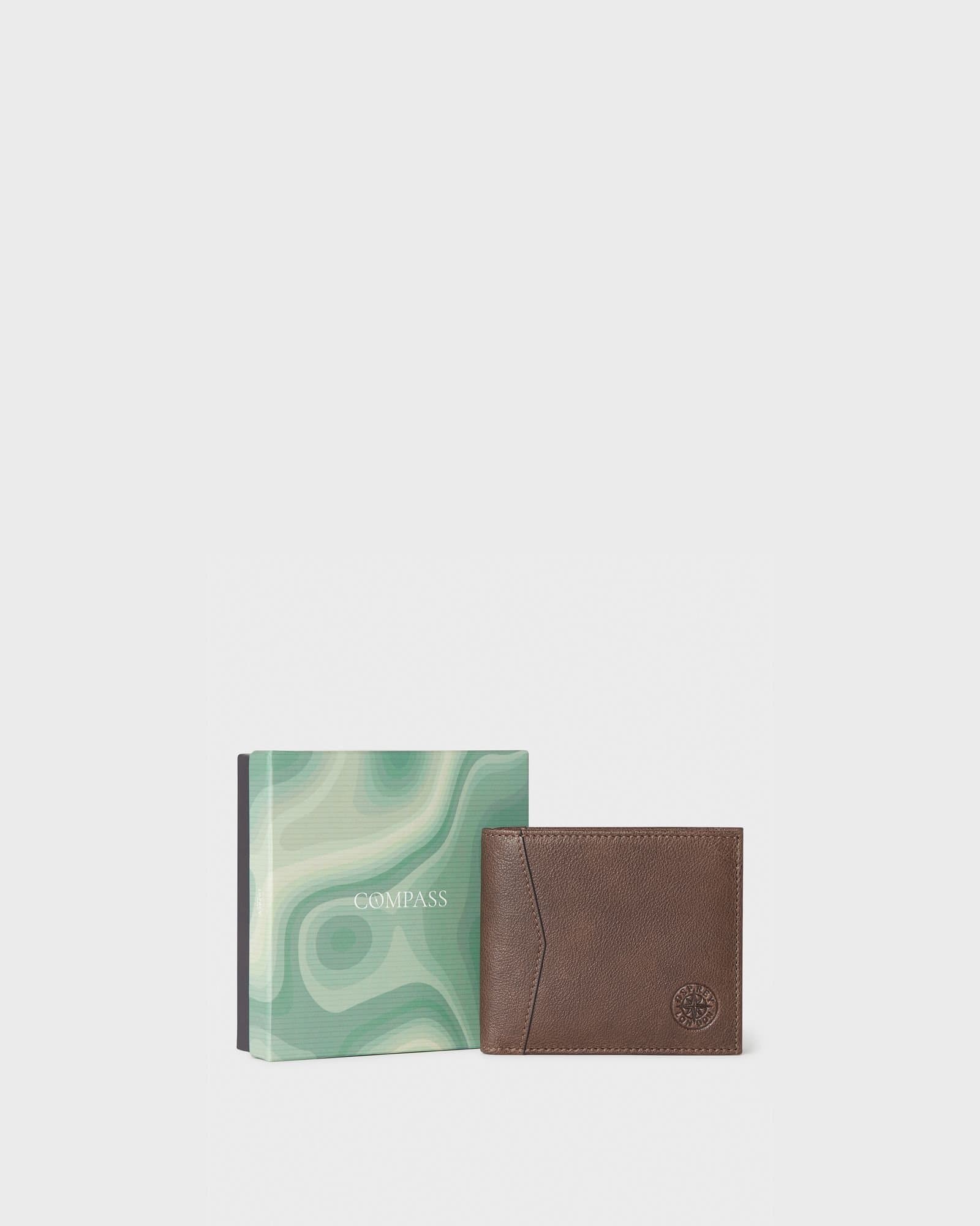 OSPREY LONDON OSPREY LONDON Men's The Compass Leather Card Wallet in Tan