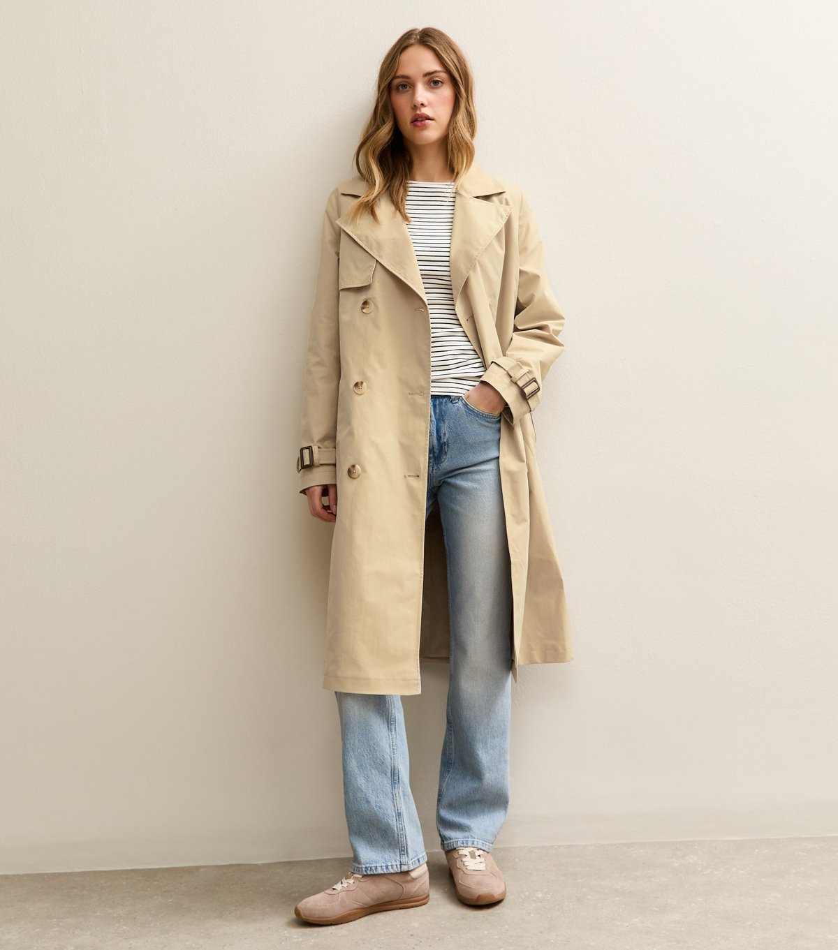 New Look Women's Stone Double Breasted Trench Coat New Look - 3