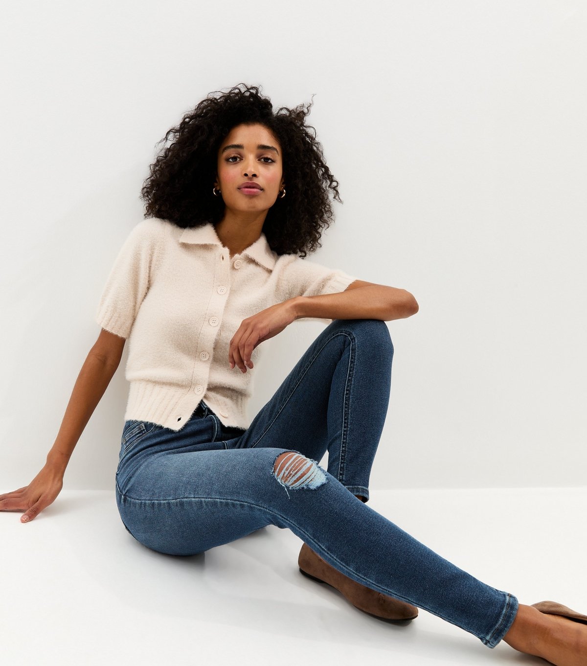 New Look Women's Blue Hallie Disco Ripped Super Skinny Jeans New Look - 2