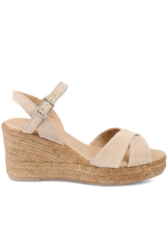 Jones Bootmaker Jones Bootmaker Women's Raelina Leather Wedged Espadrilles in Light Sand - 2