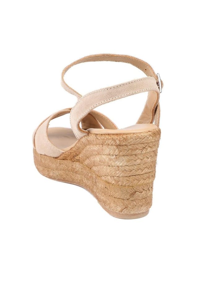 Jones Bootmaker Jones Bootmaker Women's Raelina Leather Wedged Espadrilles in Light Sand - 3