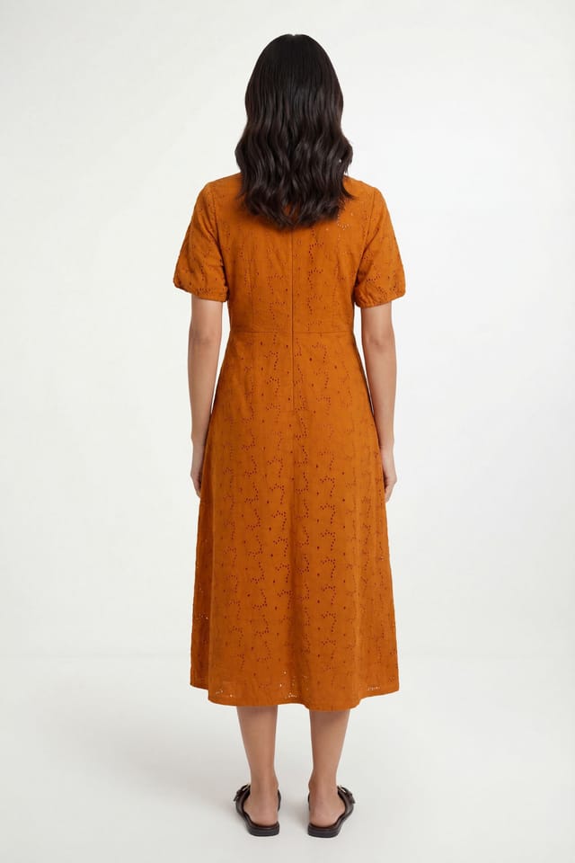 Wallis Wallis Women's Summer Broderie Smock Dress in Ginger - 2