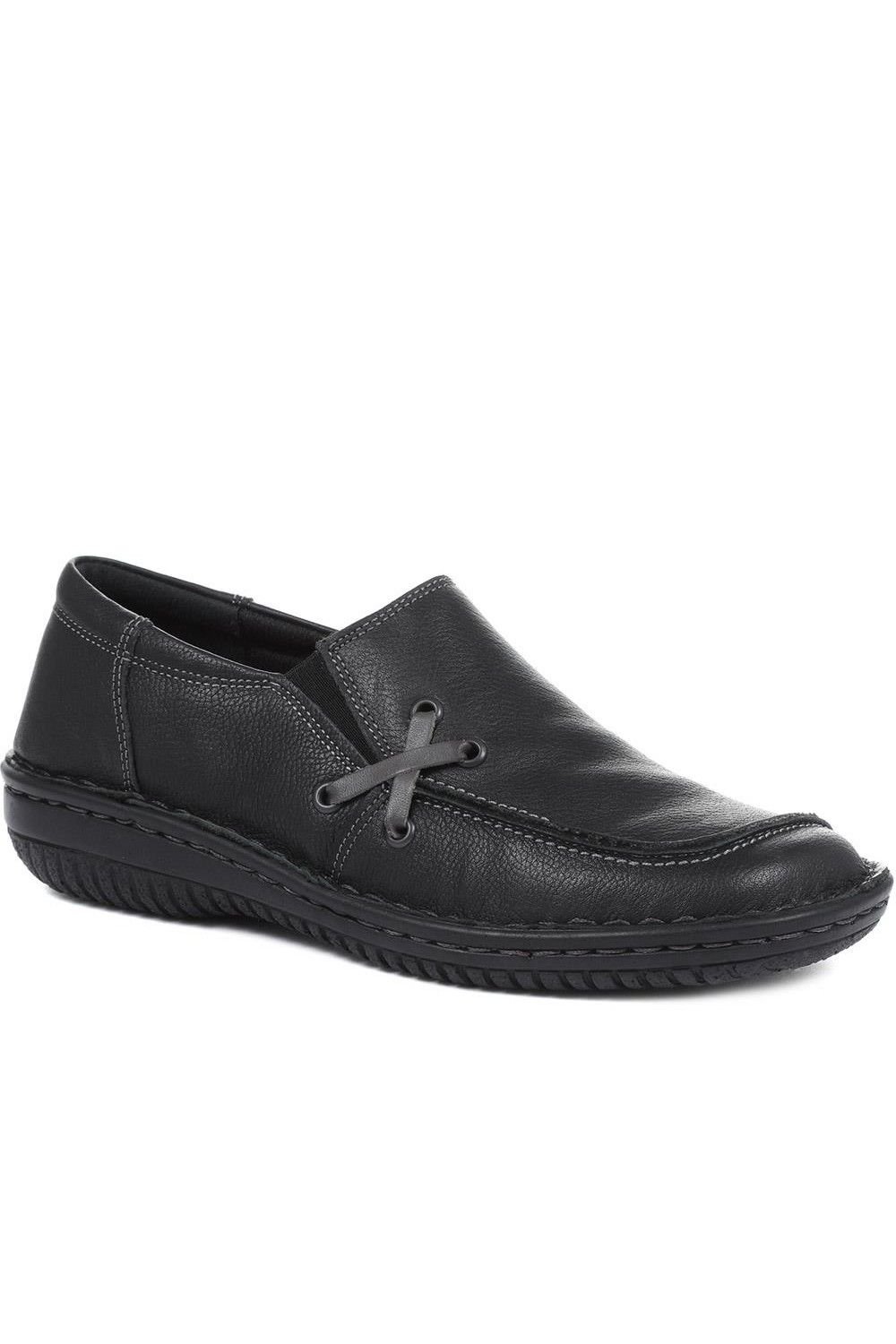 Pavers Pavers Women's Leather Slip On Shoes in Black - 1
