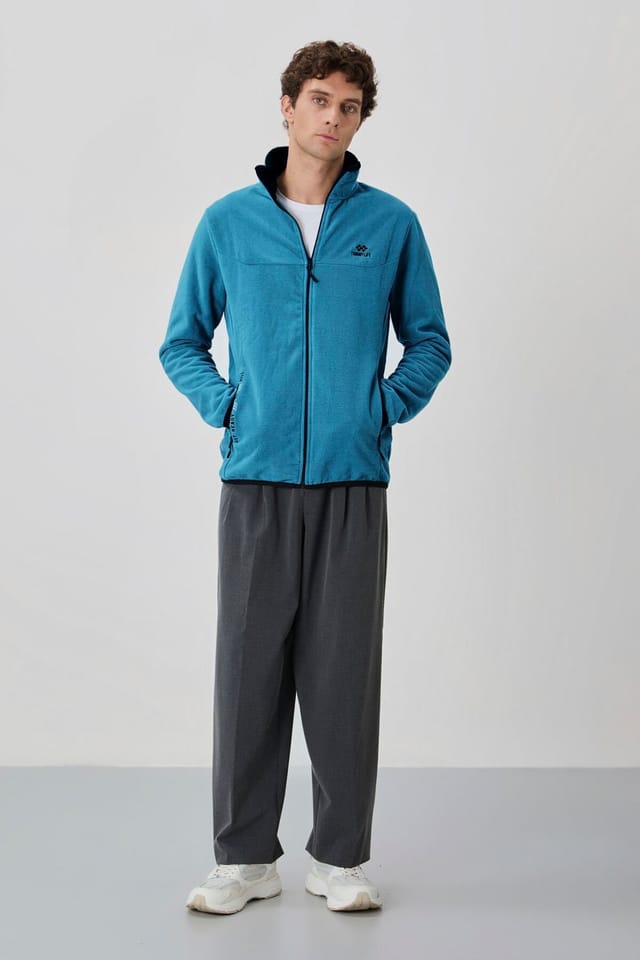 Tommy Life Tommy Life Men's Plush Zip-front Sweatshirt in Blue - 2