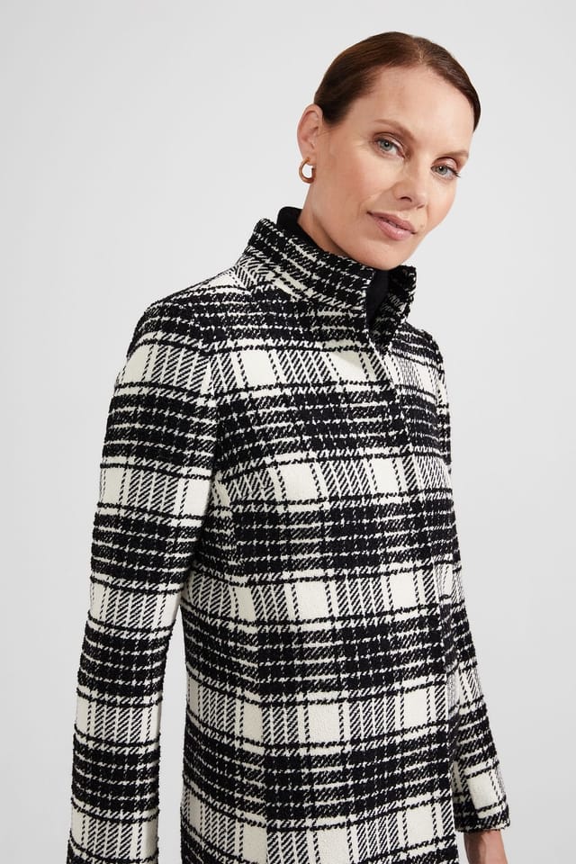 Hobbs London Hobbs London Women's Dani High Collar Checked Coat in Black - 3
