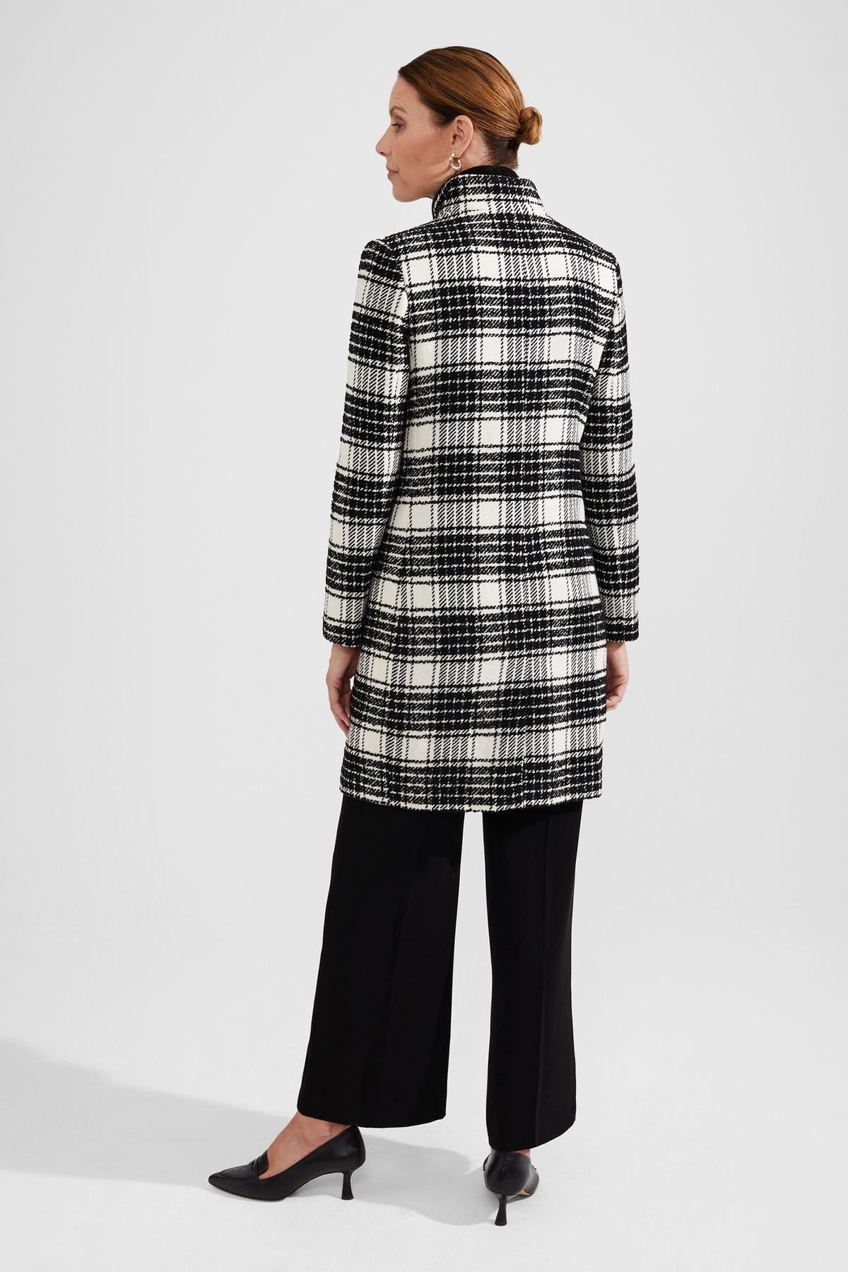 Hobbs London Hobbs London Women's Dani High Collar Checked Coat in Black - 4