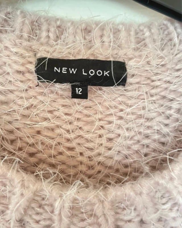 New Look New look pink fluffy sequin embellished short sleeve jumper size 12 vgc