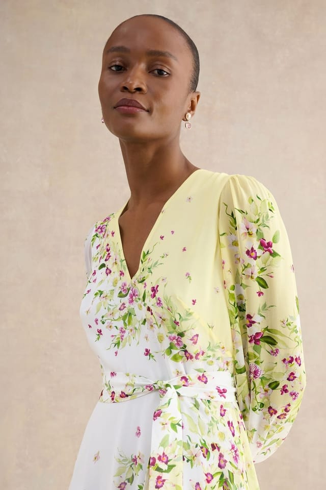 Hobbs London Hobbs London Women's Ariel Silk Dress in Lemon - 3