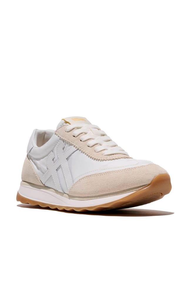 FitFlop FitFlop Women's Retro-Q Ff Fabric/Suede Sneakers White - 2